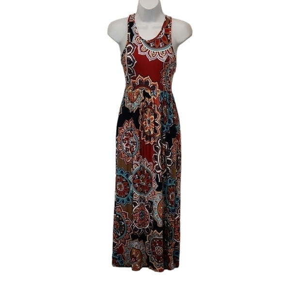 Aztec Scoop Neck Razor Back Maxi Dress - Picture 1 of 5